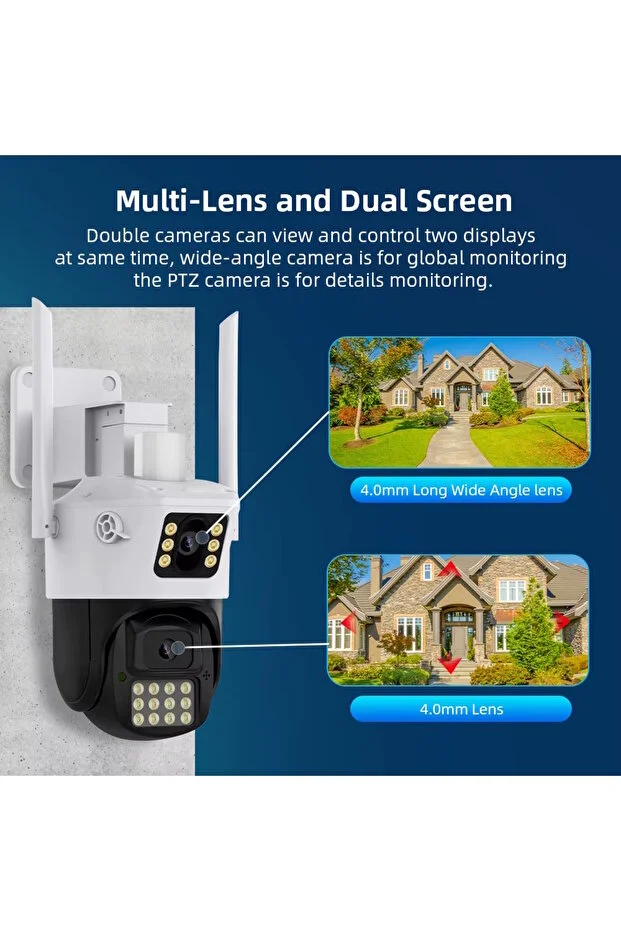 Ventus ICSee 223 6MP Dual Lens 355° Görüş Hareketli   Gece Görüş Sesli Görüşme Akıllı Kamera Çakarlı Alarm